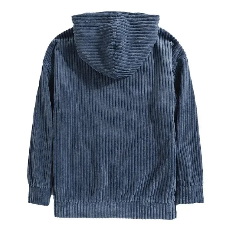 Sweat à Capuche en Velours Côtelé pour Homme, Vêtement d'Extérieur, Chaud, Décontracté, avec Poche Kangourou, PVD, Nouvelle Collection Automne Hiver 2024