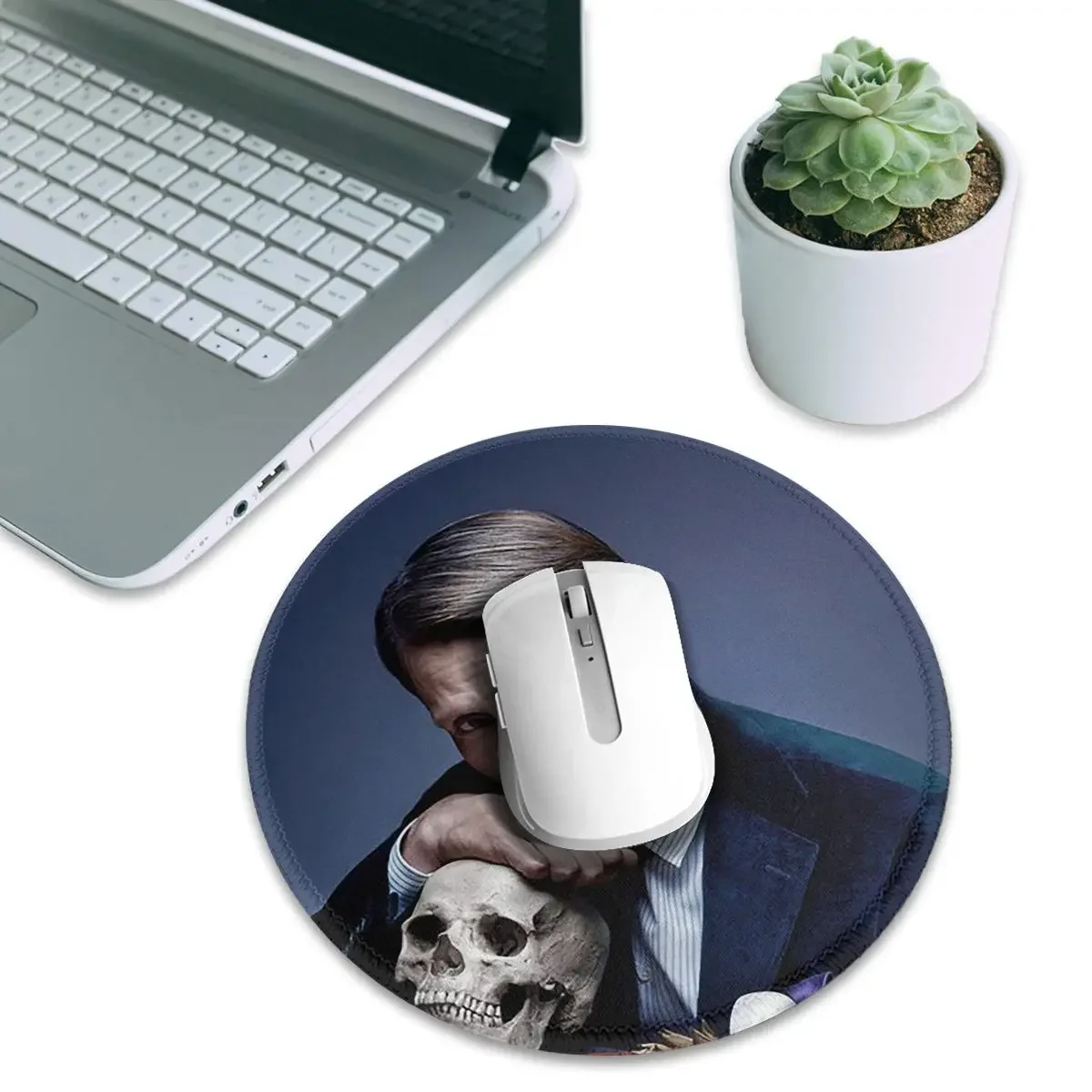 Hannibal Mads Mikkelsen Horror Movie Merch Round Mouse Pad Computer Keyboard Mouse Mat Gaming PC Desk Mat