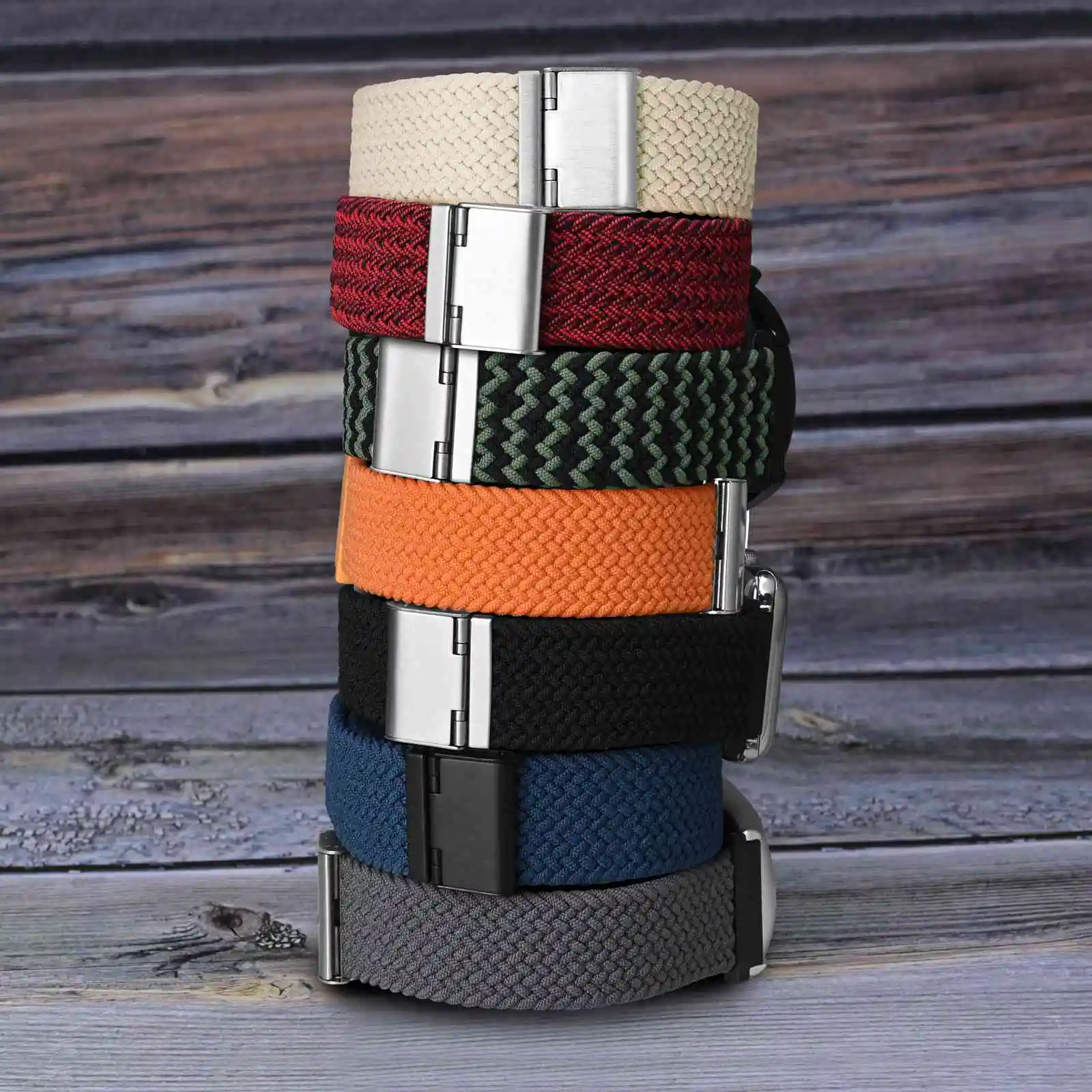 Wocci Elastic Nylon Watch Straps 18mm-22mm Premium Neat Woven Watchbands Quick Release Replacement Stainless Steel Buckle