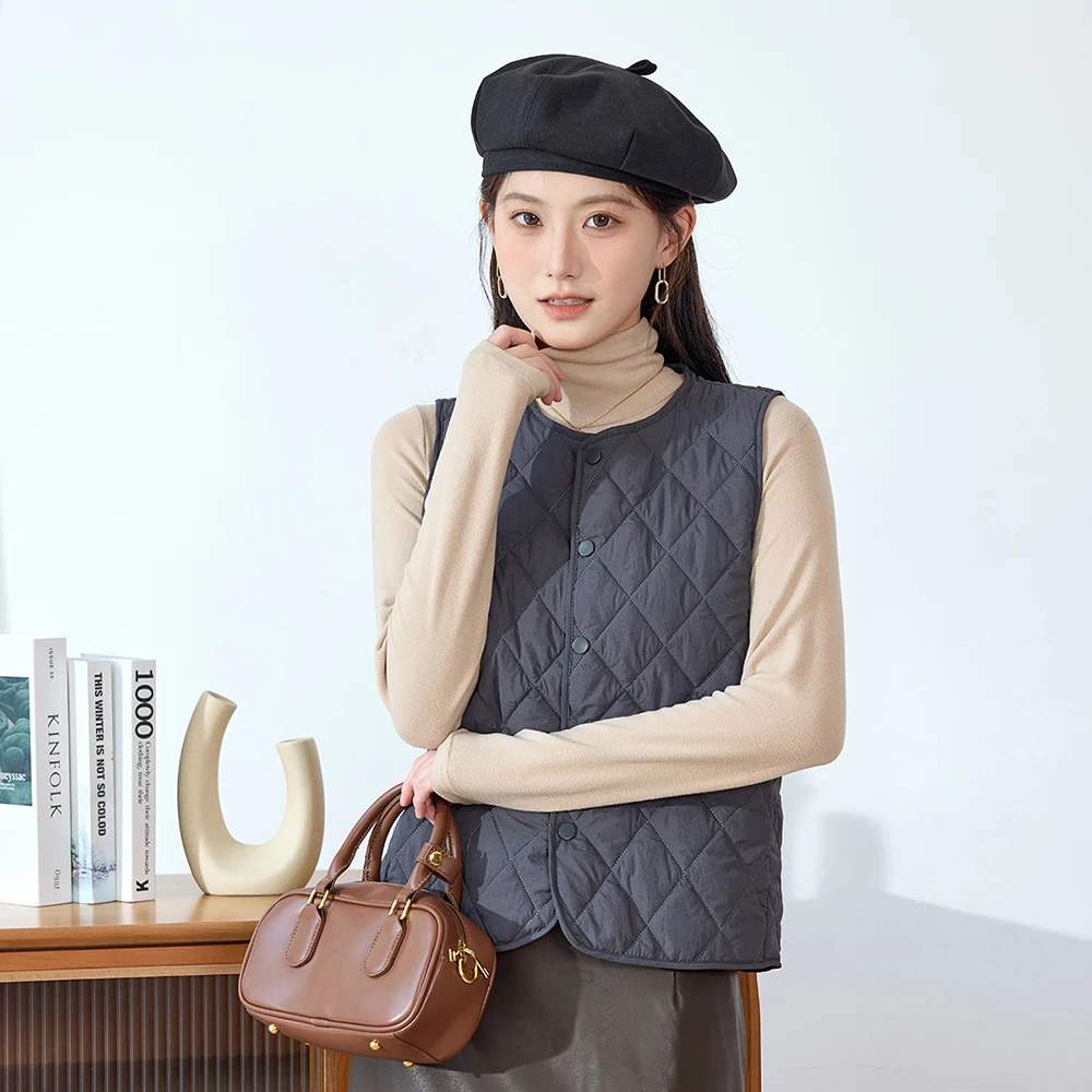 Sheep Wool Women Solid color Vests Sleeveless Jacket Collarless Ultra Light Coat Female Warm Tank Parkas Female Casual Waistcoat