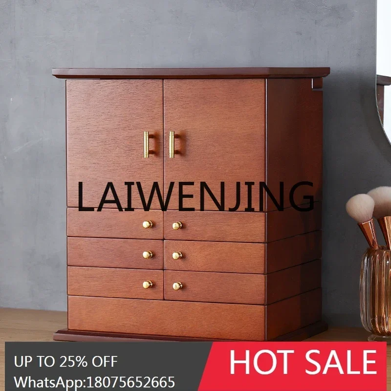 High-End Jewelry Box Anti-Oxidation Large Capacity Solid Wood Bracelet Ring Earrings Necklace Storage Box Multi-Layer