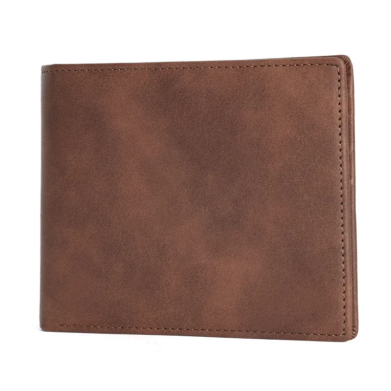 VP Coffee Men's Retro Bifold PU Leather Wallet with Two Fold Laser Engraved Lettering Wallet, Black Casual Thick Card Bag