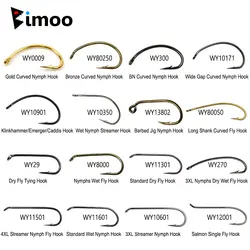 Bimoo 500pcs High Carbon Steel Barbed Fly Tying Hook for Tying Dry Wet Caddis Fly Nymph Streamer Emerger Pupa Trout Fishing Lure