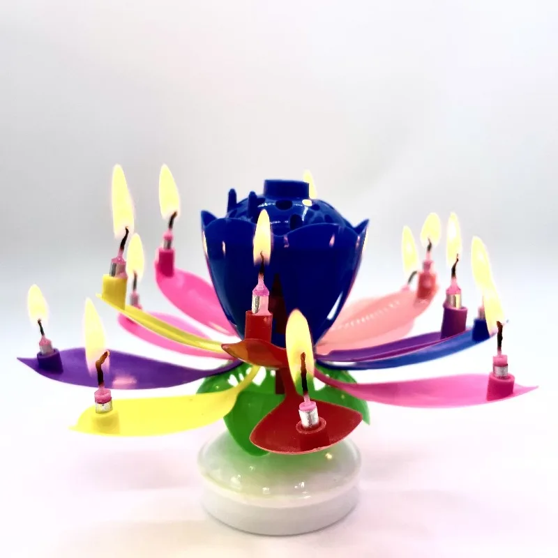 Double-layer Rotating Lotus Musical Candles, Cake Decoration Baking Supplies, Blooming Creative Romantic Celebration Lights 2026