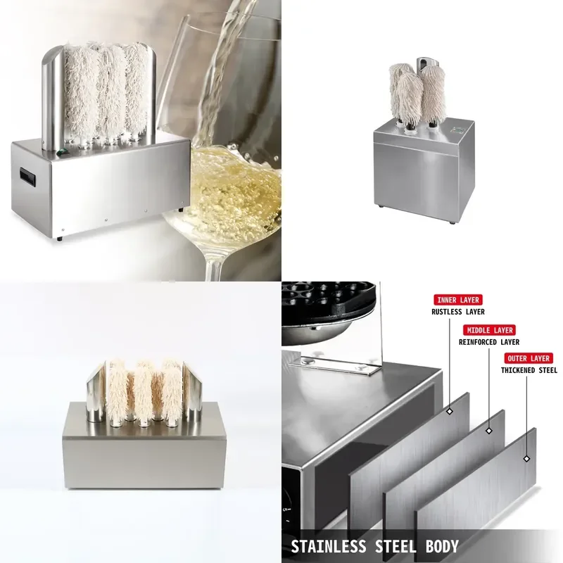Automatic 3-in-1 Glass Polishing Machine Stainless Steel Electric Cup Washer Dryer Wiper for Wine Glasses Commercial Bar Use