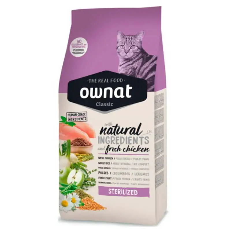 Ownat Pienso Classic Sterilized de Pollo para Gatos Esterilizados 1,5Kg/4kg/15kg