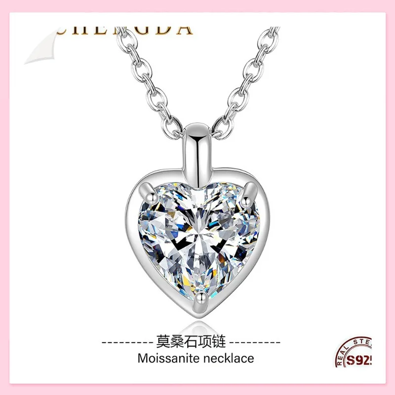 

Empty Silver Heart Pendant, Carat Moissanite Necklace Women's Fashion First