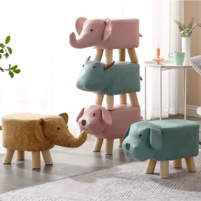 k-star Wooden animal stools living room cute shoe changing stools household low stools fashionable and creative benches