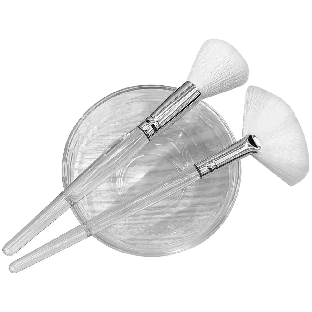 Conjunto de 1 Escova Espumadora para Limpeza Facial, Ferramenta para Fazer Espuma, Escova em Formato de Leque, Tigela de Vidro, Cuidados com os Poros,