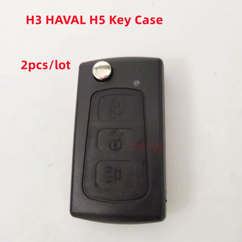 

2PCS/lot H5 Key Case Key Shell For Great Wall HAVAL HOVER H3 H5 Car Remote Flip Key Case Shell fob 3 Button Key Shell With logo