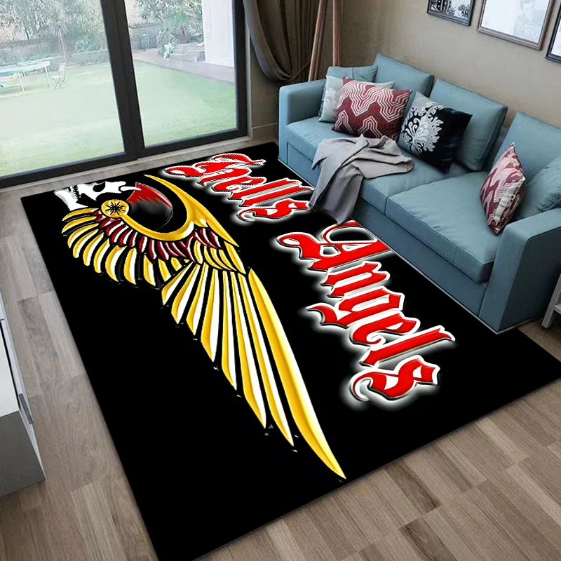 Hells Angels Band Logo Printed Carpet Fashion Yoga Mat Non -slip Carpet Photography Prop Bedroom Decor Kawaii Rugs Birthday Gift