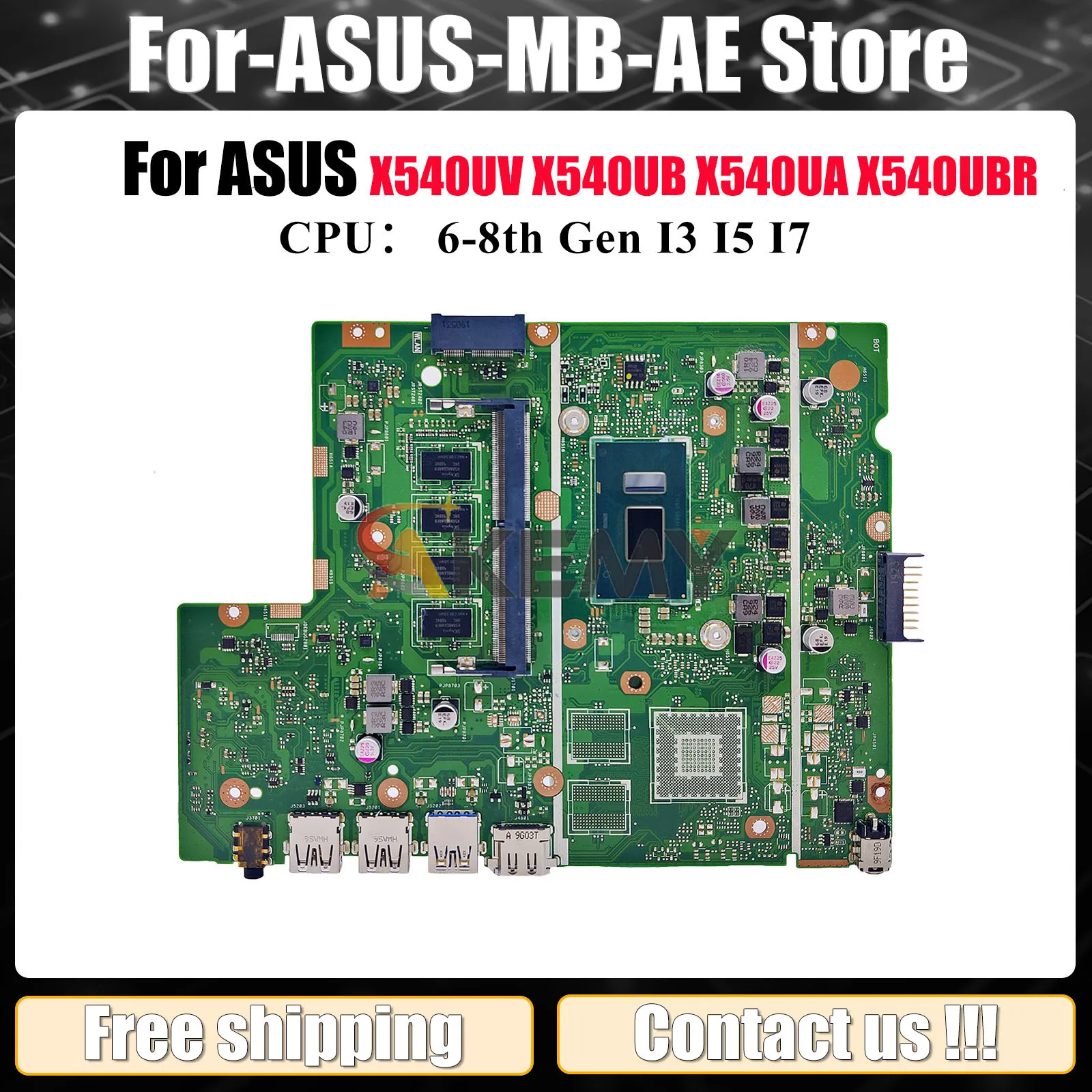 

Материнская плата для ноутбука X540UA ASUS F540U X540UV A540U X500U X540UBR X540U X540UB X540UAR P540U R540U с процессором I3 I5 I7
