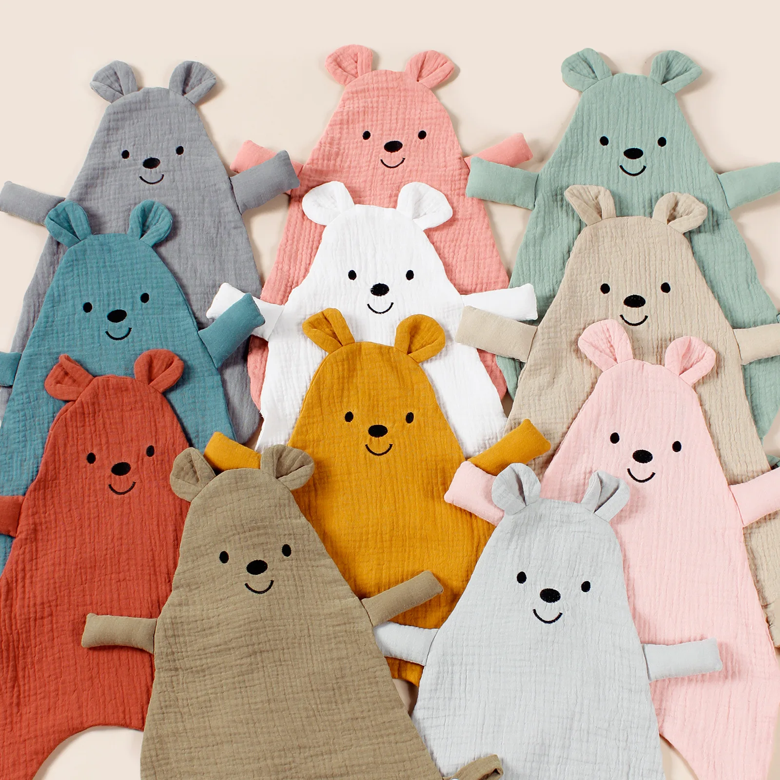 Cute Bear Baby Cotton Comforter Blanket Newborn Sleeping Dolls Rabbit Ears Sleep Toy Soothe Appease Towel Bibs Saliva Towel New