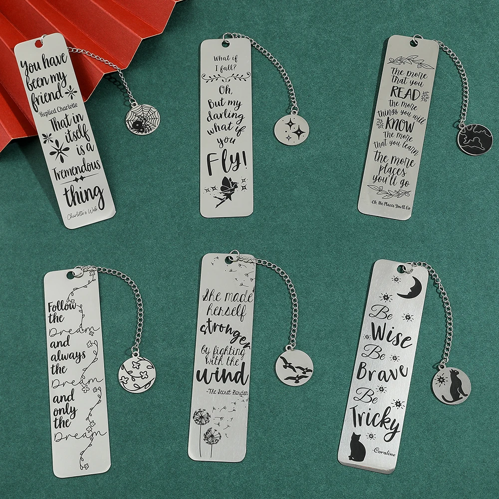 Follow The and Always The and Only The Book Mark Stainless Metal Bookmarks Classic Quotes as Gifts for Family Friends Book Lover