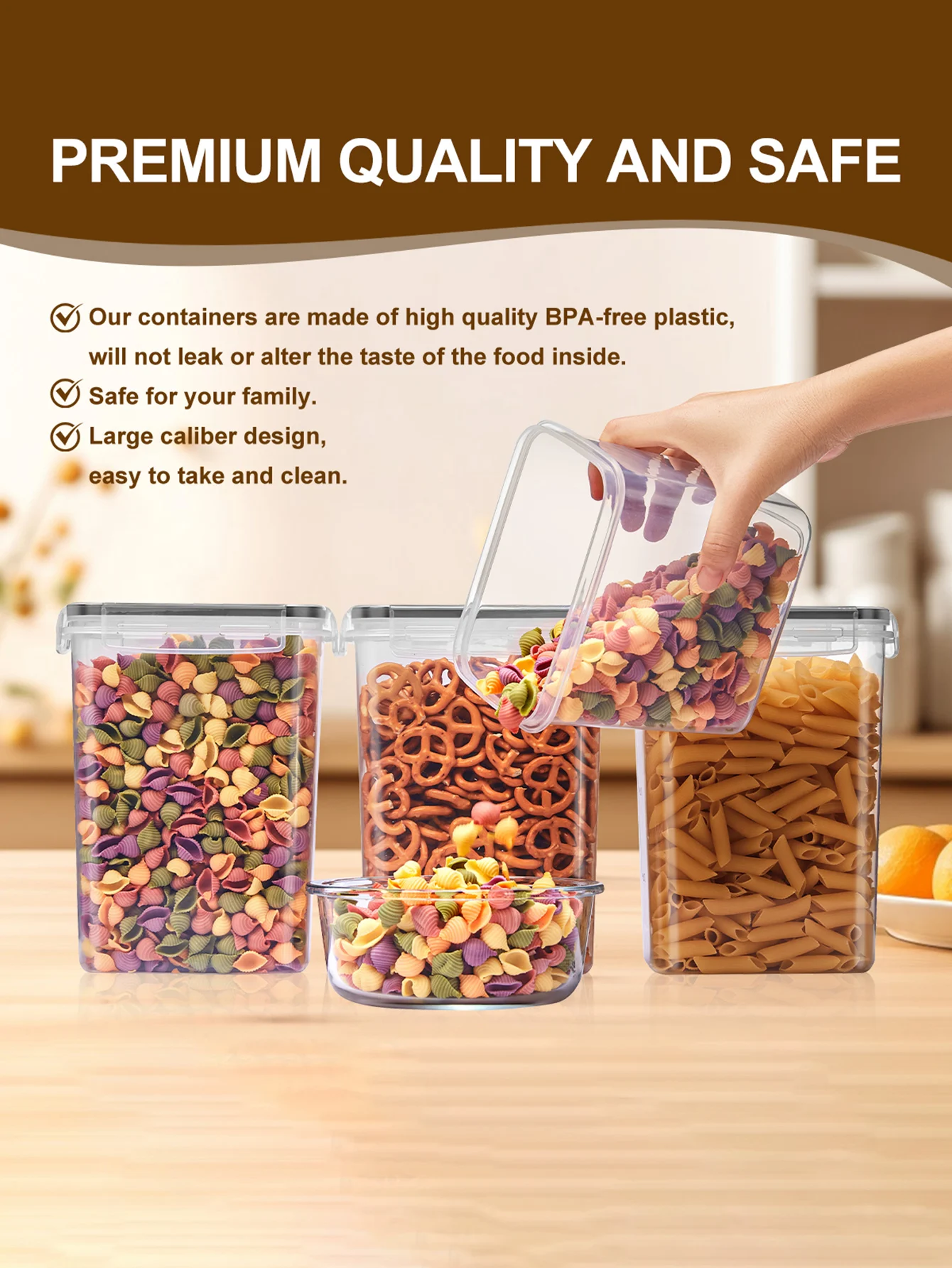 48pcs, Sealed Food Storage Containers with Lids, Plastic Kitchen Pantry, Dry Cargo Jars of Lactose, Grain, Flour, Sugar, Labeled - view 6