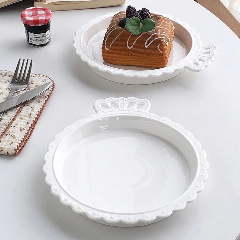 

Relief Crown Ceramic Dish Household 6.5 Inch Nordic Style Underglazed Colour Creative Dinner Plates New Aesthetic Dessert Dish