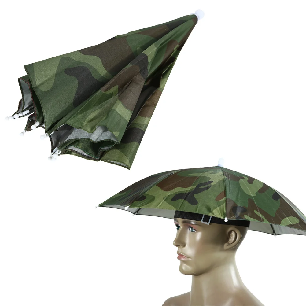 Outdoor Foldable Head Umbrella Hat Headwear Sun Cap Foldable Anti-Rain Fishing Golf Cycling Hiking Camping Shade Umbrella Hat