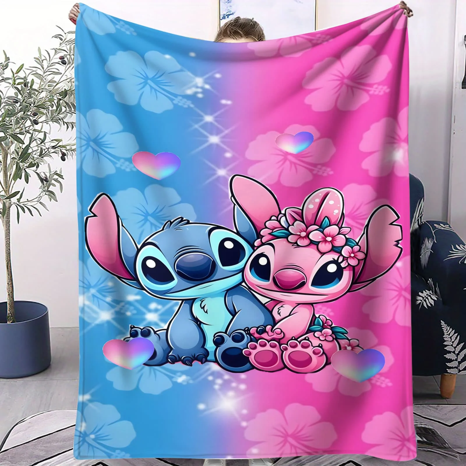 بطانية قطيفة مخصصة للغرز - تصميم لطيف على شكل علكة فقاعية رمي مريح لسرير غرفة الأطفال والسفر مثالية لعشاق الرسوم المتحركة للعائلات #5