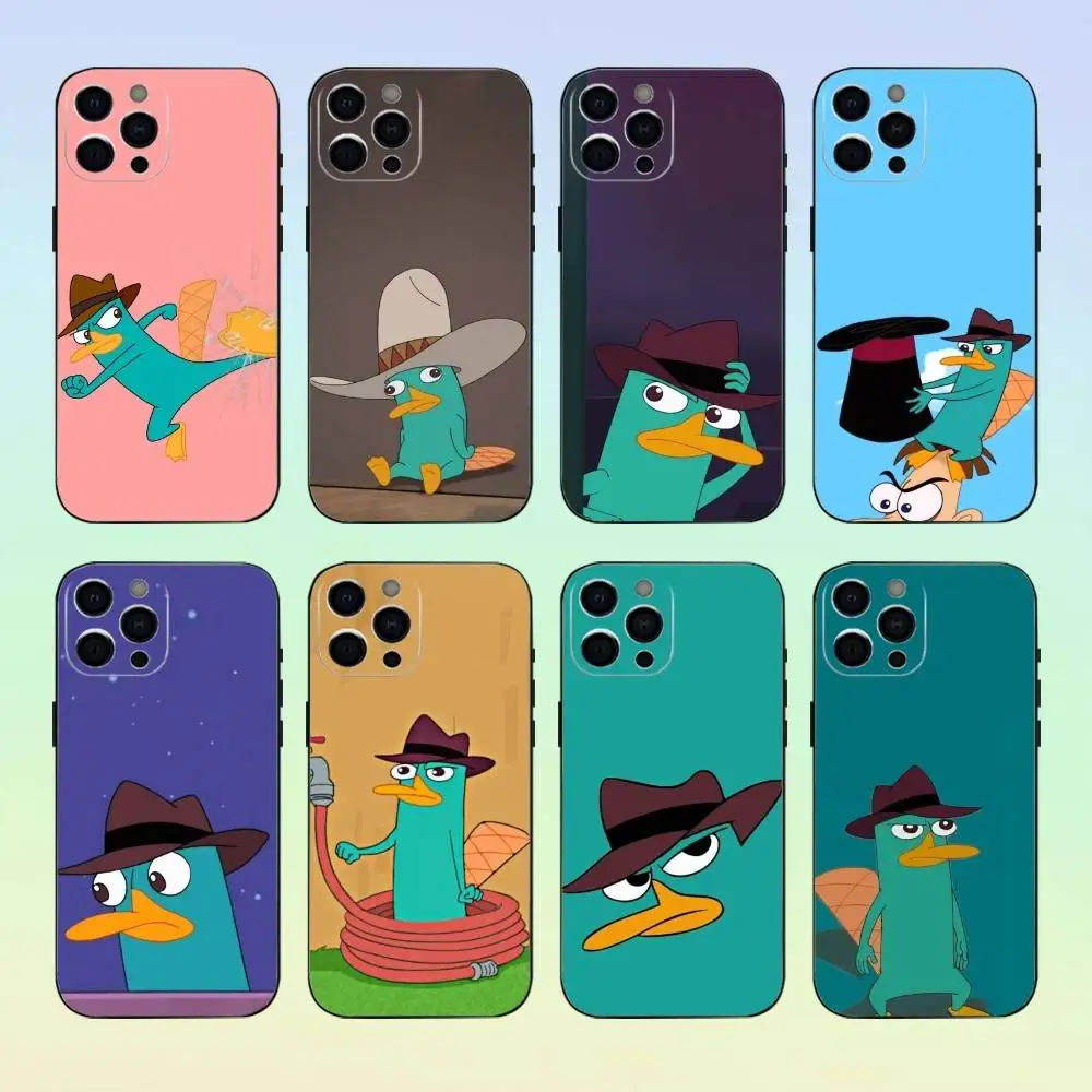 

Perry The P-Platypus Phone Case For iPhone 17,16,15,14,13,12,11 ,Soft Silicone Black Cover