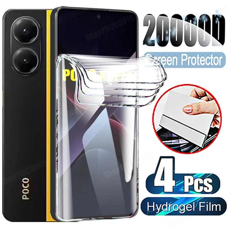 4 قطعة فيلم هيدروجيل ل Xiaomi POCO X7 Pro X6 X5 X3 X4 GT NFC M4 M5 M6 Pro واقي للشاشة ل POCO F6 Pro F5 F4 F3 C65 C75 فيلم