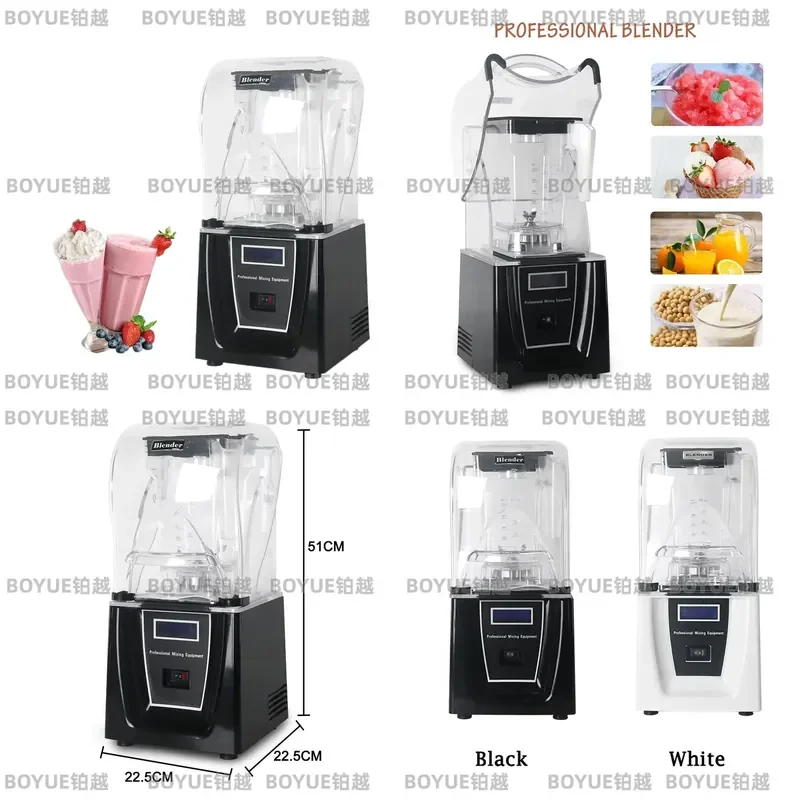 1.5L Commercial Smoothie Blender Soundproof Heavy Duty Juicer Mixer Machine for Kitchen Home Cafe Bar Ice Crushing