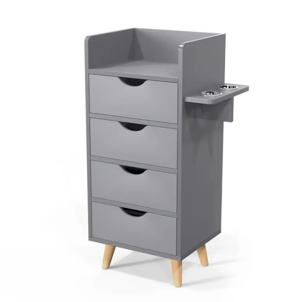 4-Layer styled storage station with 4 drawers, 2 hair dryer holders, and raised table legs