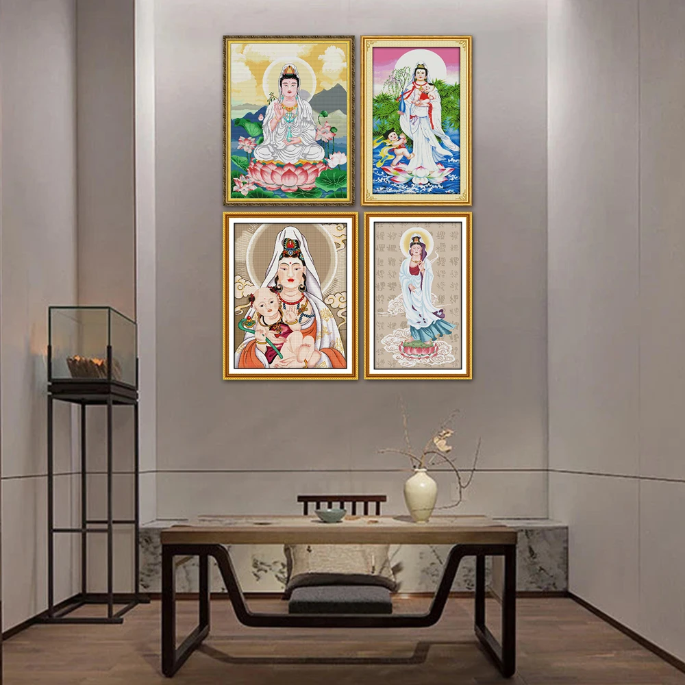 Joy Sunday Songzi Kuan Yin Bodhisattva Goddess of Mercy Avalokitesvara Blessing R461(4) RA408 RA489(5) RA490(6) Cross Stitch Kit