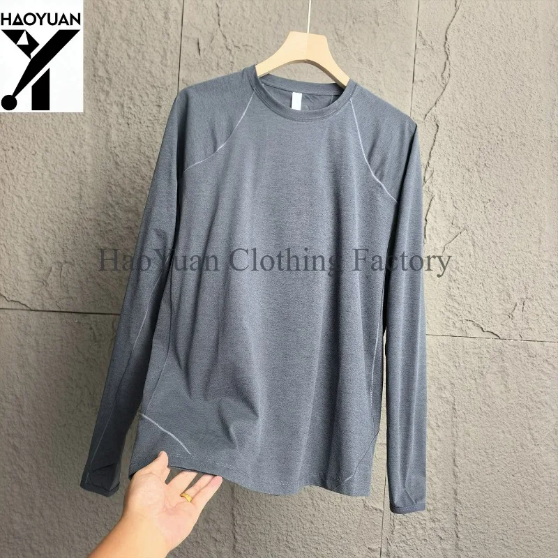 Men's Long Sleeved Shirt Breathable and Elastic Suitable for Outdoor Cycling Running Hiking Camping Men's Casual T-shirt