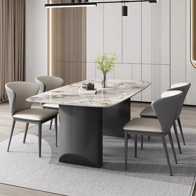 High-end minimalist rock slab dining table and chair combination rectangular household small apartment dining table
