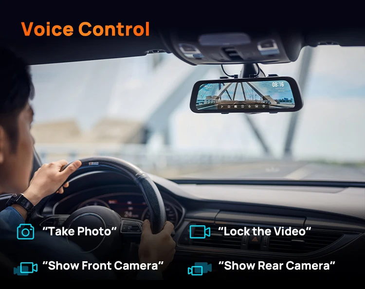 70mai Rearview Dash Cam S500 9.35'' Touch Screen 70mai S500 Car DVR 3K Super Capacitor Dual-Channel HDR Voice Control 24H Park