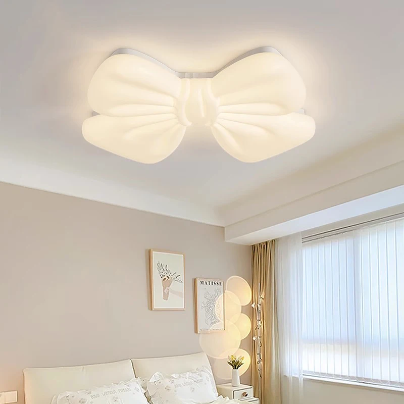 Modern Creative Led Ceiling Chandelier Dimmable for Children's Room Lamp Home Decorate Butterfly Knot Design Lighting Fixtures