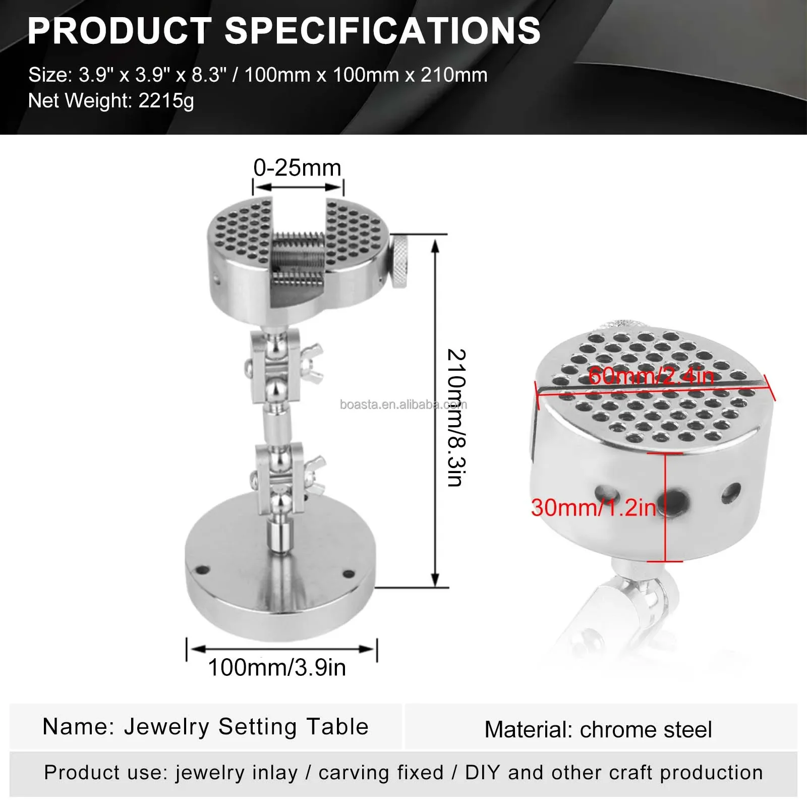 Boasta Universal Rotating Jewelry Setting Vice Clamp 360° Swivel Inlay Workbench Chrome Steel Engraving Holder Equipment Tools