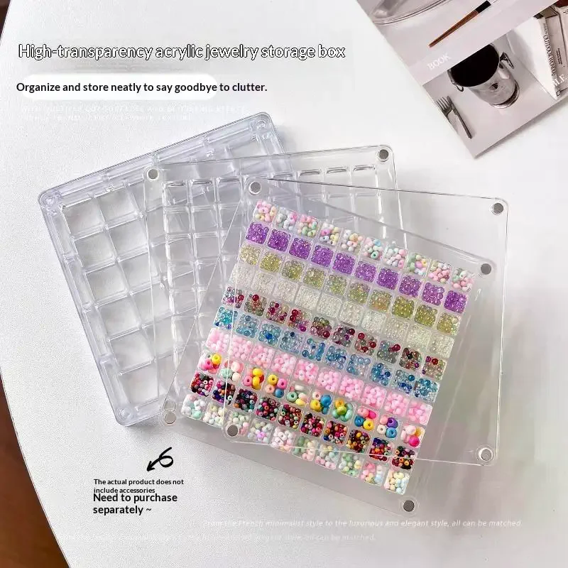 1Pcs Acrylic Gold Transfer Pendant Compartment Collection Box 36/64/100 Grids Gold Bean Storage Box Antioxidant Display Box