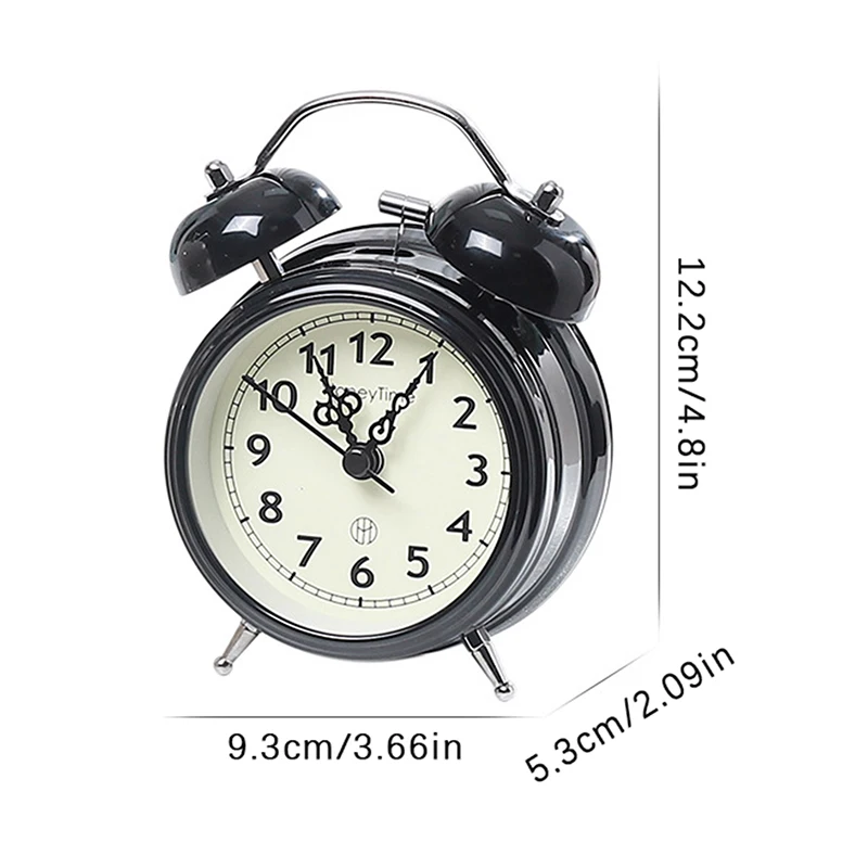 Reloj despertador Retro Súper ruidoso, luz de noche pequeña para dormitorio, reloj de cabecera para estudiantes, adorno de escritorio, decoración del hogar