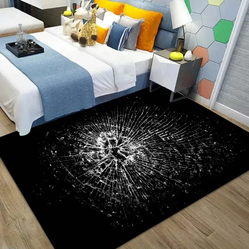 3D Visual Illusion Glass Breakage Carpet Abstract Mirror Geometric Rug Living Room Bedroom Floor Mat Home Mats Entrance Doormat