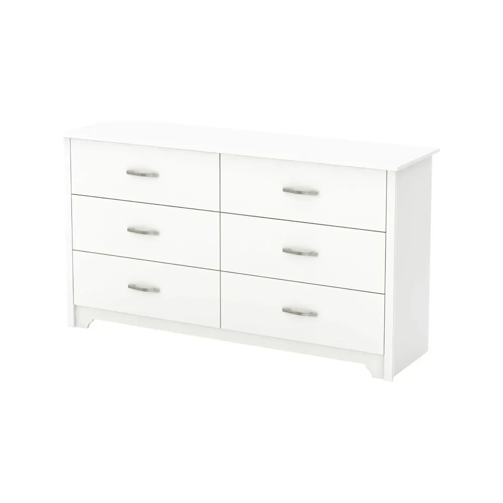 

6-Drawer Double Dresser Pure White Living Room Furniture for Tv Contemporary Freight Free Storage Cabinet Makeup Organizer Shelf