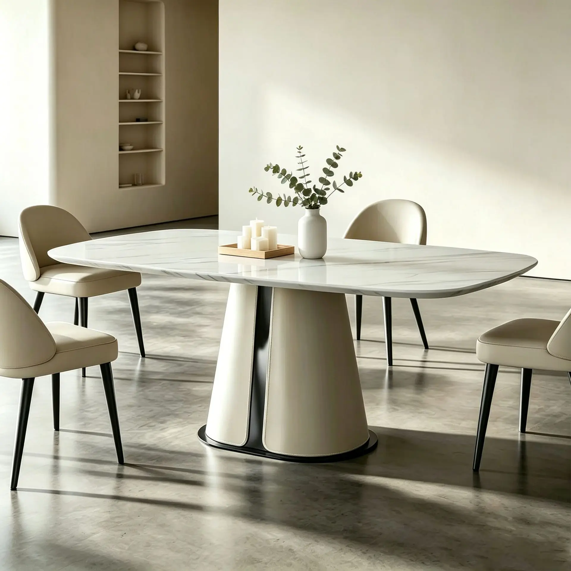 Marble dining table high-end Italian light luxury simple marble long table designer home
