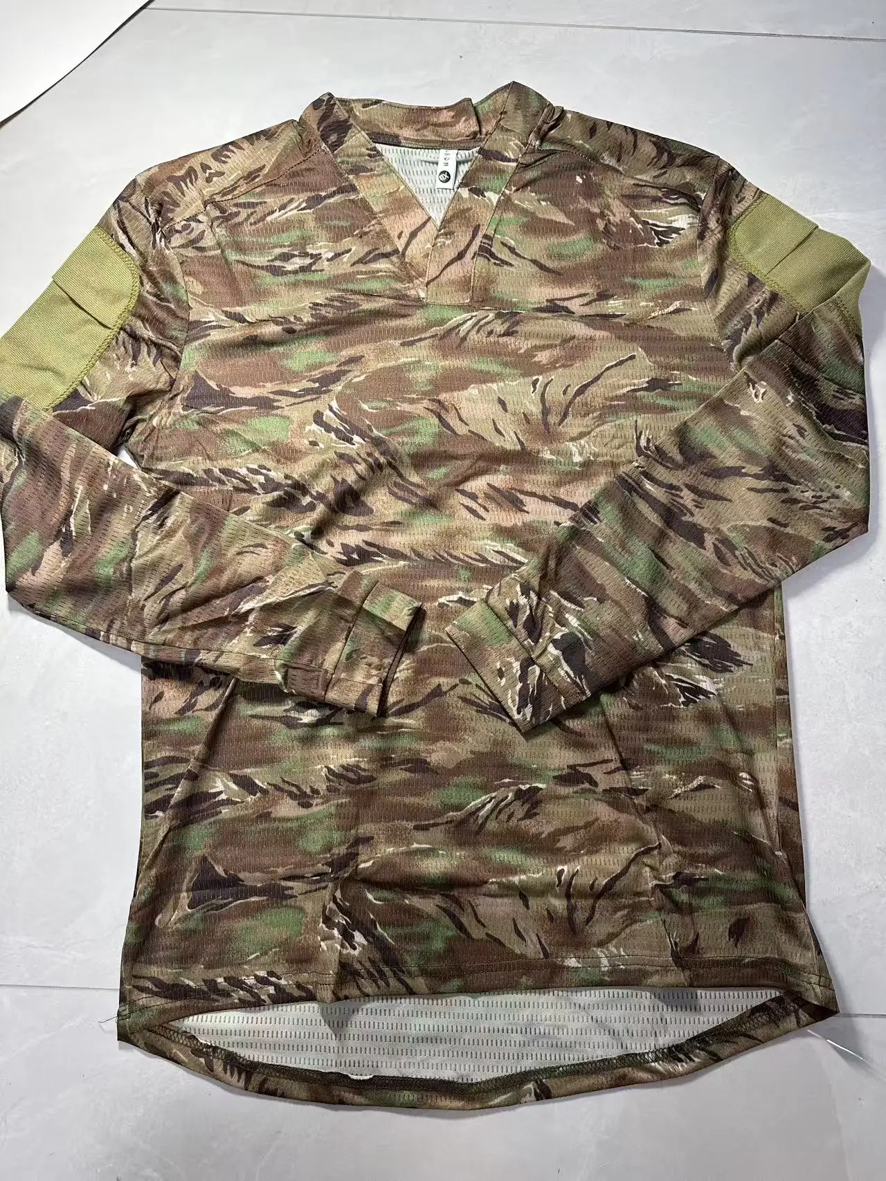 VS Top V-neck All Terrain Tiger Pattern Camouflage Long Short Sleeve T-shirt for Quick Drying, Breathability, Outdoor Tactics, I