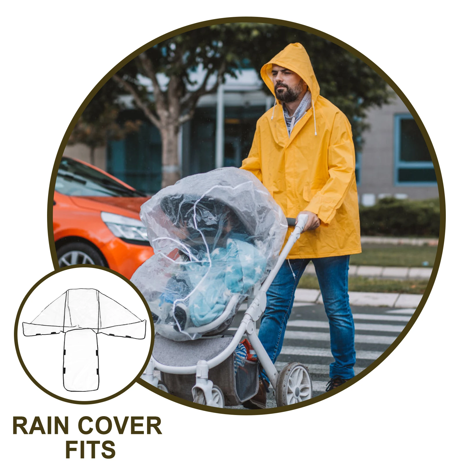 

EVA Large Double Stroller Rain Cover Shield Protective Practical Transparent Durable Fits Most Rear Front Seats Baby Protection