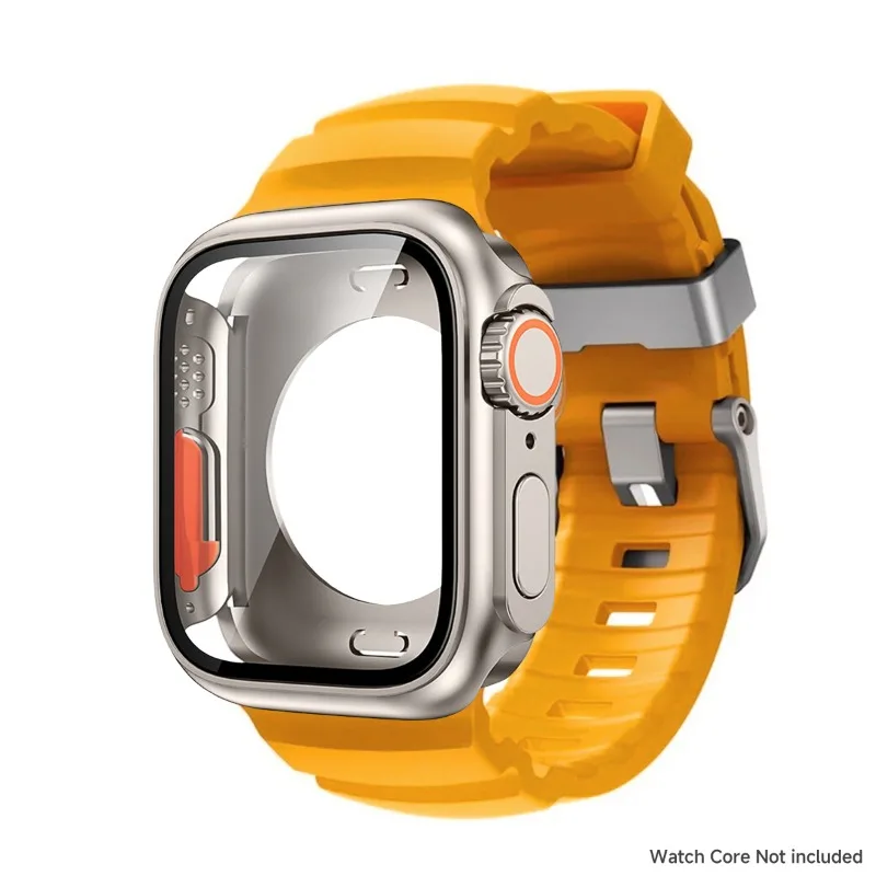 حزام سيليكون + حافظة لساعة أبل 44 مللي متر 45 مللي متر 46 مللي متر واقيات الشاشة تتغير إلى الترا لسلسلة iWatch 1110 9 8 7 SE 6 5 #5