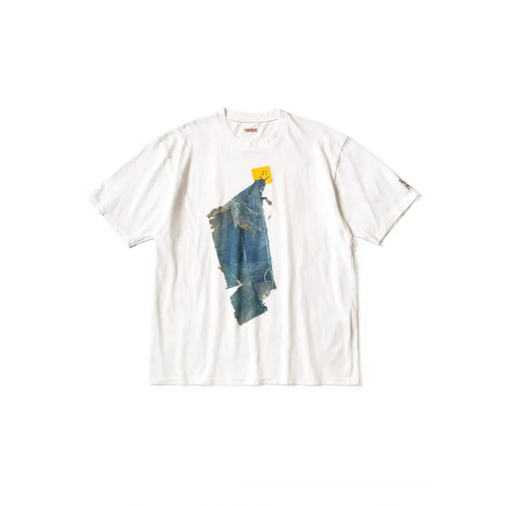 26SS KAPITAL HH Hirata and Hongri Tees Casual Cotton Denim Print Loose Round Neck Short Sleeved T-Shirts — купить у AliExpress WW
