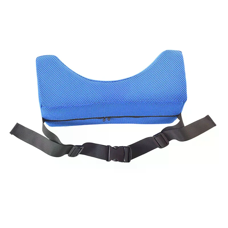 

Blue Blocked Wheelchair Headrest Anti-Slant Pillow Adjustable Back Cushion Support