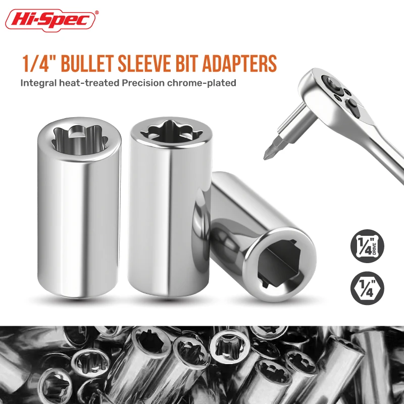 

Hi-Spec 1/4 Bullet Sleeve Bit Adapters Socket Adapter Ratchet Wrench Socket Adaptor Repair Hand Tool 1/4 Socket to Bit Adapter