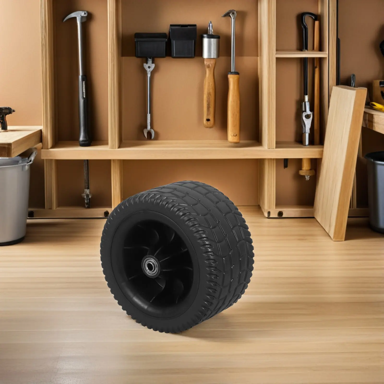6.6 Inch Heavy-Duty Rubber Caster Wheel for Garden Dump Cart, Utility Trailer, Lawn Mower Wagon & Hand Cart