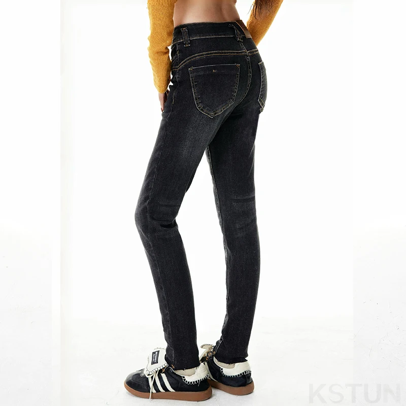 Jean slim élastique taille basse pour femmes, pantalon crayon décontracté à la mode pour filles épicées, Double boutonnage, pantalon amincissant confortable