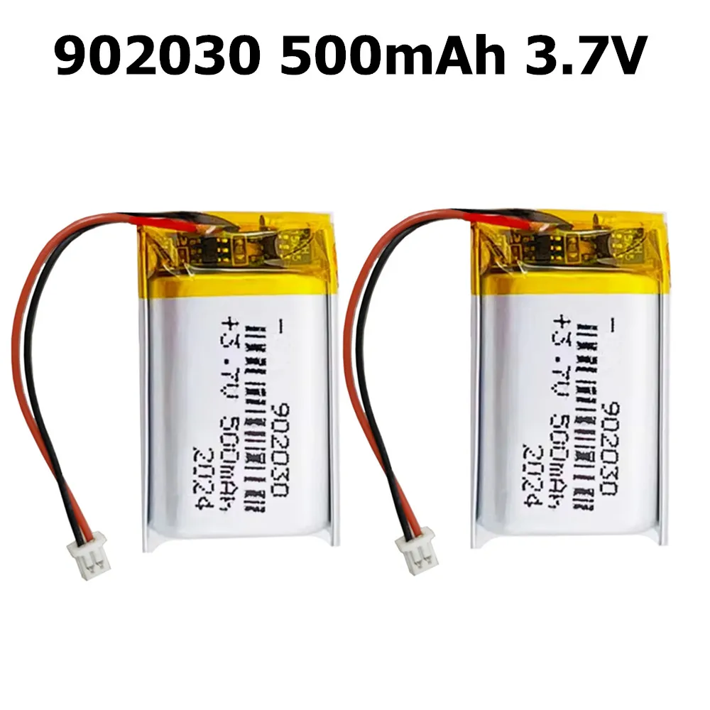 

2Pcs/Lot 902030 500mAh 3.7V PH2.0 2P Rechargeable Polymer Lithium Battery for Solar Light Dvd Mp3/mp4 Tracker Anti-theft Device