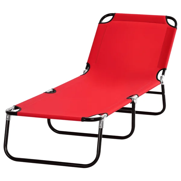 

Outsunny Foldable Chaise Lounge, 5-Level Backrest, Adjustable footrest, Pillow, Lightweight Frame, for Pool, Patio, Sun Bathing,