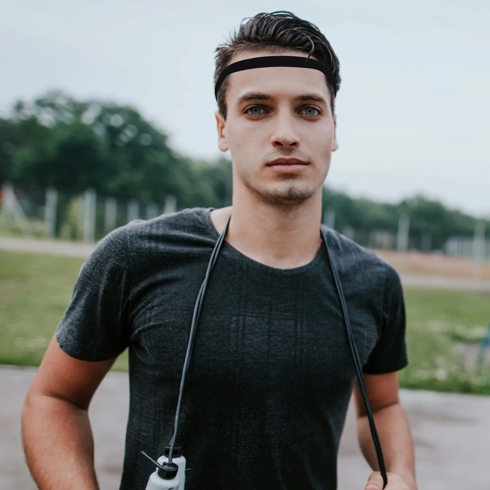 

6pcs Men Sports Headband Elastic Anti-Slip Sweatband Breathable Quick-Dry For Running Gym Exercise Fitness Outdoor Activities