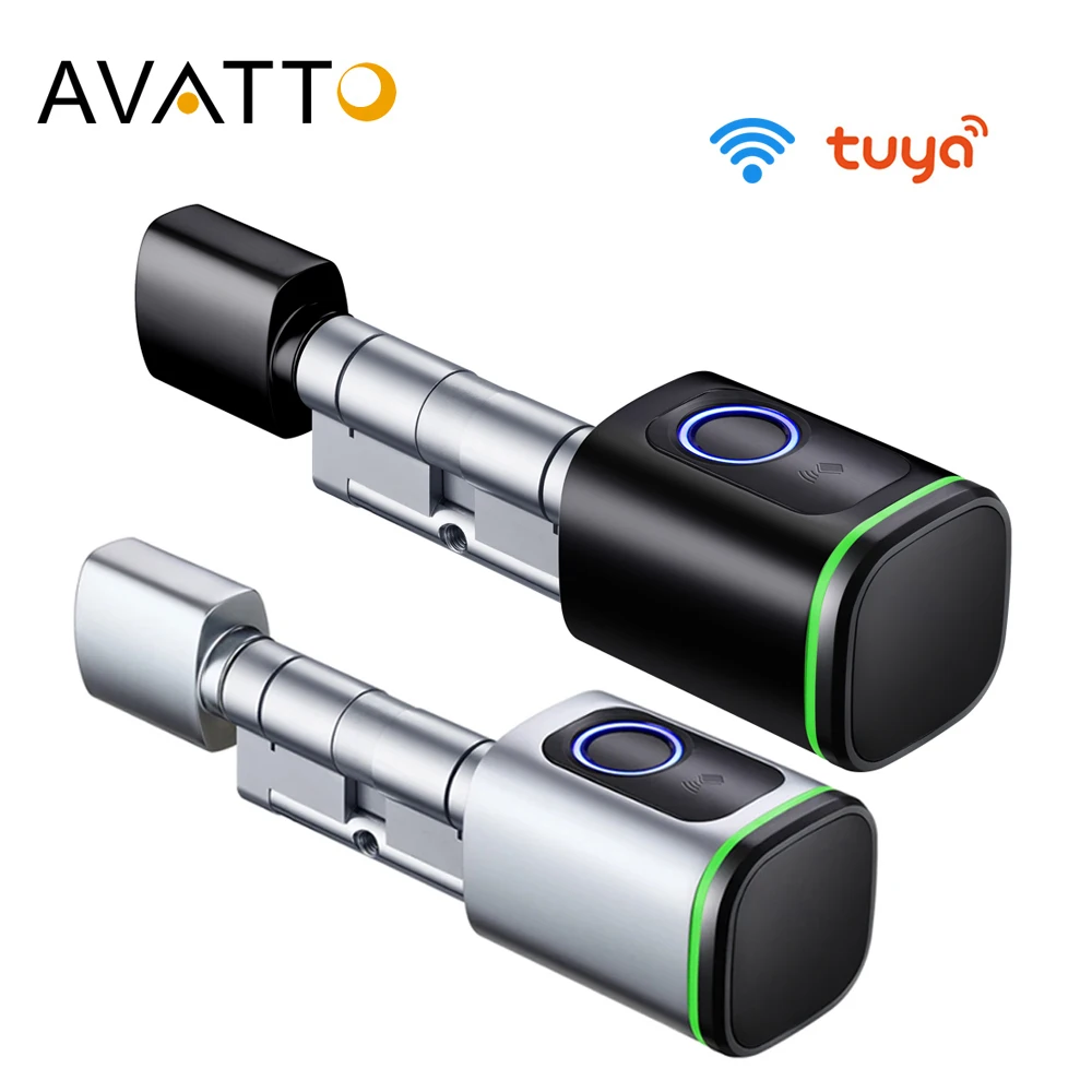 AVATTO Tuya BLE Smart Electronic Door Lock DIY Cylinder, Biometric Fingerprint APP Keys IC Card Unlock for Home Hotels Security