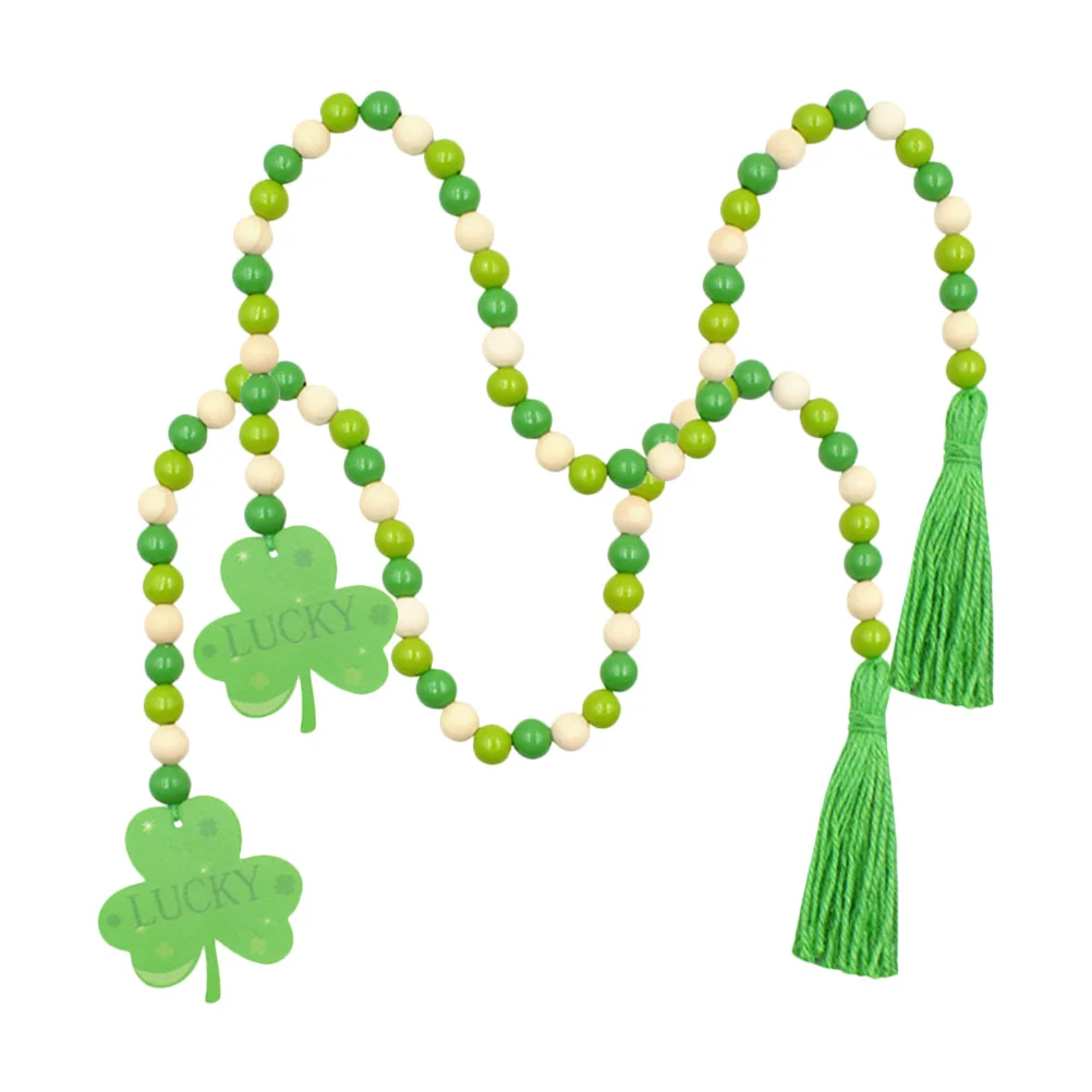 

2Pcs Wood Bead Garlands with Tassels St Patrick's Day Beads Strings for Home Decor Farmhouse Tiered Tray Decoration Hanging Door